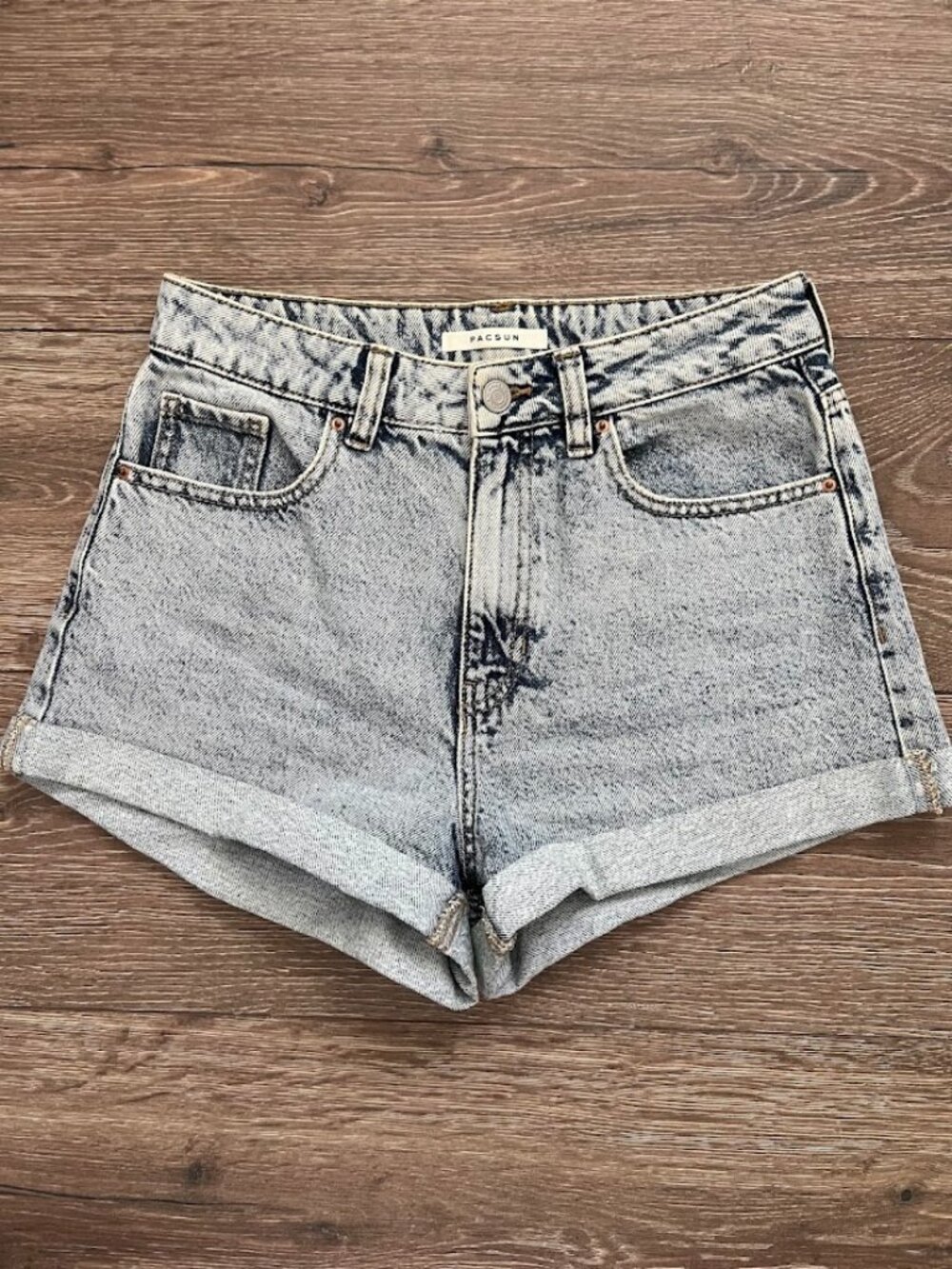 PACSUN Acid Wash Blue Denim Jean High Rise Mom Shorts Size 26